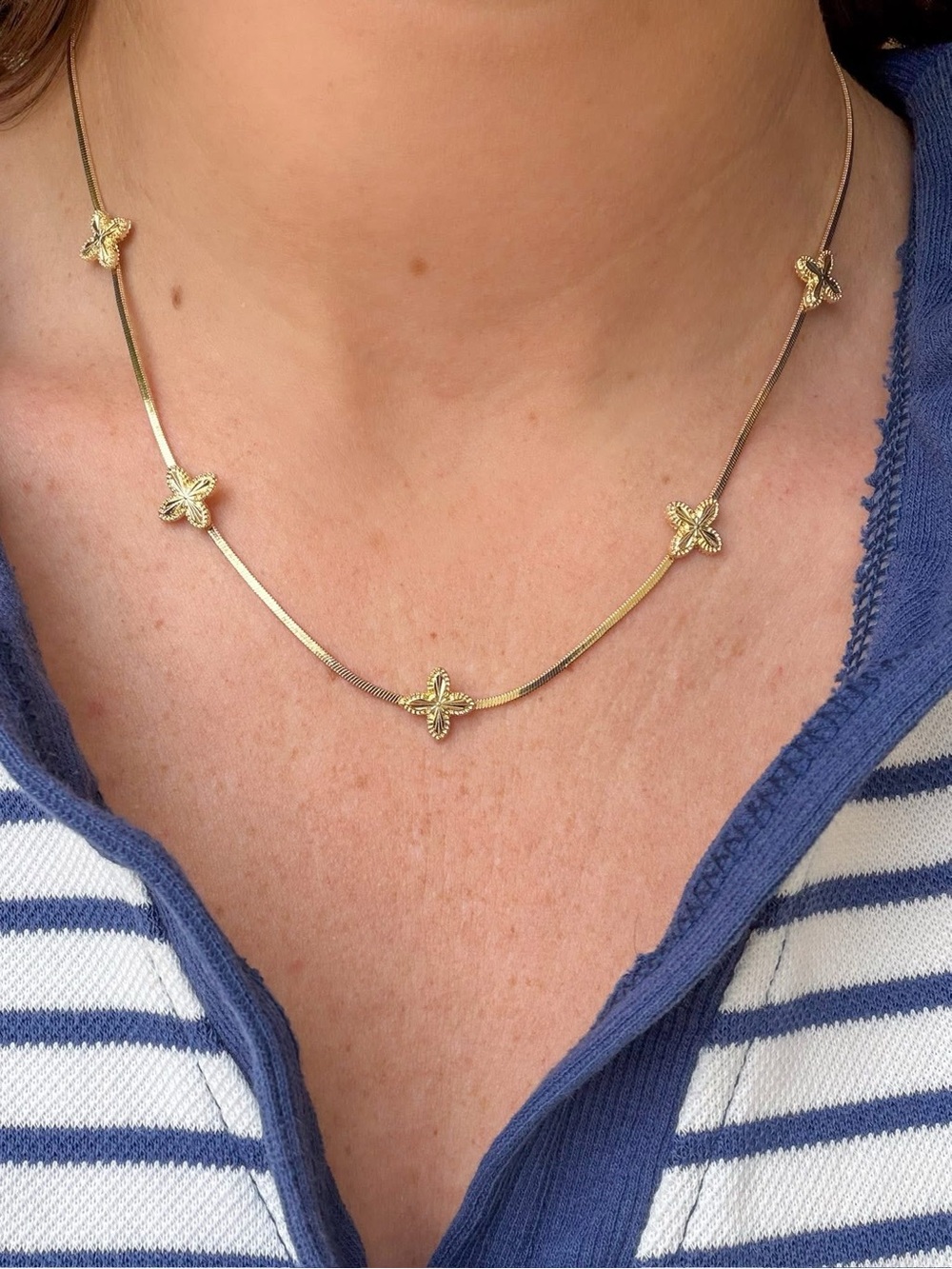 Park Lane ECLAIR Gold Necklace, Quatrefoil Floral Accents, 16”+3”, NWT